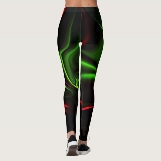 Leggings Accroches courbées vertes et rouges sur fond vert  (Dos)