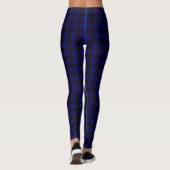 Leggings Accueil tartan bleu noir plaid (Dos)