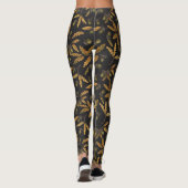 Leggings Acornes et feuilles de chêne sur noir (Dos)