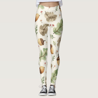 Leggings Acorns Champignons et Feuille Motif Camouflage
