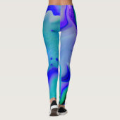Leggings Acrylique Abstrait Creative Bleu, pourpre et vert (Dos)