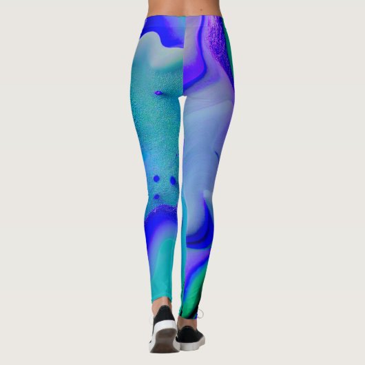 Leggings Acrylique Abstrait Creative Bleu, pourpre et vert (Dos)
