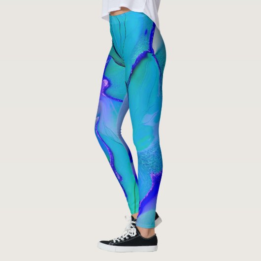 Leggings Acrylique Abstrait Creative Bleu, pourpre et vert (Gauche)
