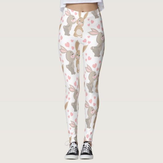 Leggings Adorable lapins de Saint-Valentin (Devant)