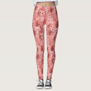 Leggings Adorable pattes de chat rose pâle