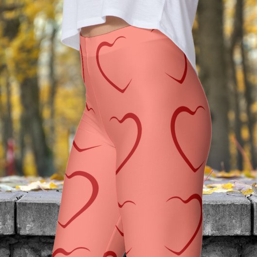 Leggings Adorable Red Love Hearts Motif