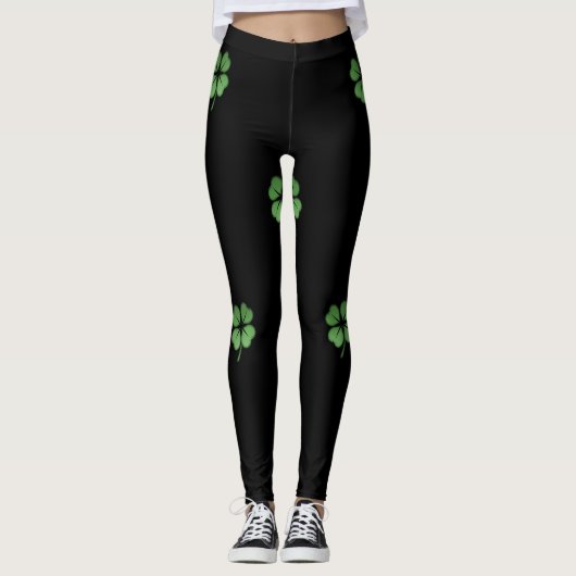 Leggings Adorable Shamrock irlandaise, Noir (Devant)