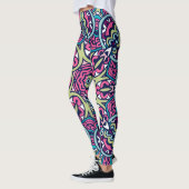 Leggings Adorables style bohème rose bleu et vert (Gauche)