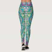 Leggings Adorables Style Bohème Turquoise Et Rose (Dos)