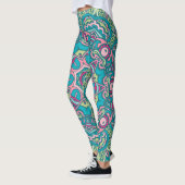 Leggings Adorables Style Bohème Turquoise Et Rose (Gauche)