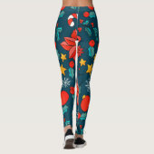Leggings Adorables Sucres de canne De Noël Et Poinsettias (Dos)