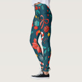 Leggings Adorables Sucres de canne De Noël Et Poinsettias (Gauche)