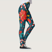 Leggings Adorables Sucres de canne De Noël Et Poinsettias (Droite)