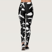 Leggings Aéronefs à vol noir conception motif d'avion (Dos)