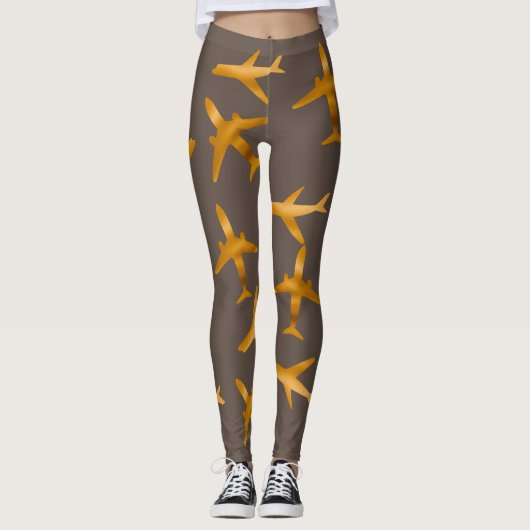 Leggings Aéronefs en or ou conception d'avions (Devant)