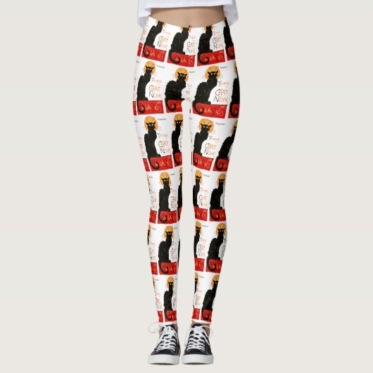 Leggings Affiche Classique Chat Noir de Steinlen en Noir (Devant)