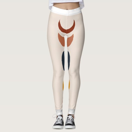 Leggings Affiches Abstraites de la lune Sun Boho (Devant)