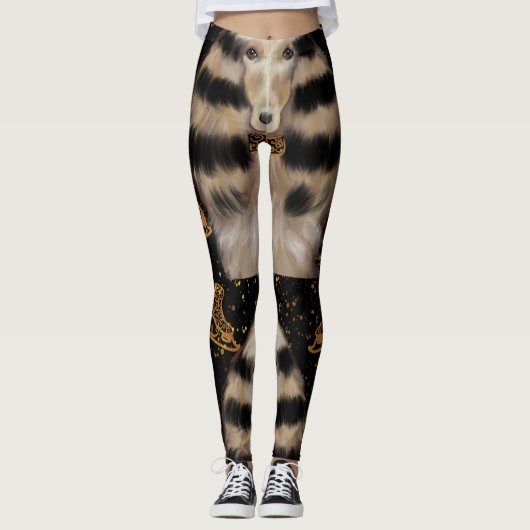 LEGGINGS AFGHAN HOUND GOLD  (Devant)