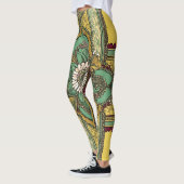 Leggings Africain Vert & Jaune Floral Nature IA art (Gauche)