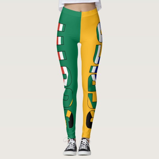 Leggings Afrique du Sud couleurs drapeau patriotique (Devant)