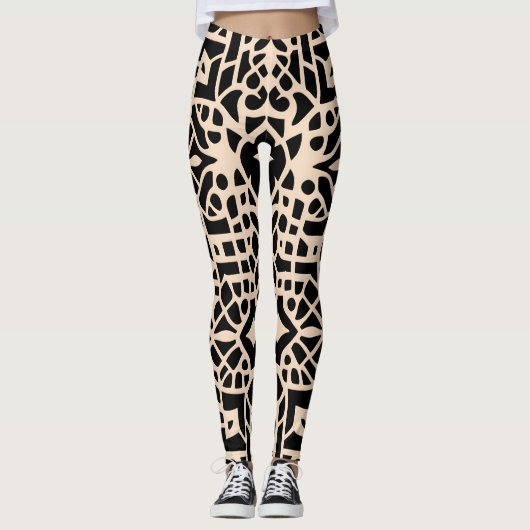 Leggings Afrique Maroc Motif géométrique beige (Devant)