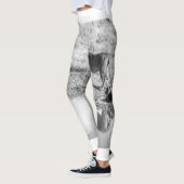 Leggings Afrique - Noir et Blanc - Réflexion du lion (Gauche)