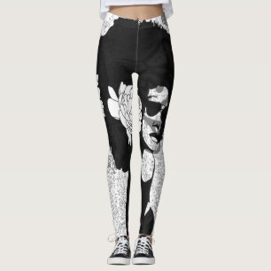 Leggings afro noir, gris et graffiti