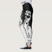 Leggings afro noirs, gris et graffitis (Gauche)