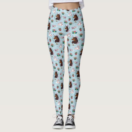 Leggings Afro Unicorn Motif de vacances (Devant)