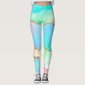 Leggings Agate Holo | Faux Iridescente Pastel Ombre Marble (Devant)
