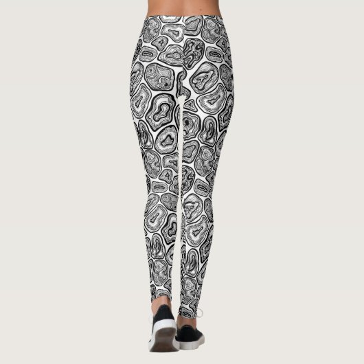 Leggings Agate les tranches en noir et blanc (Dos)