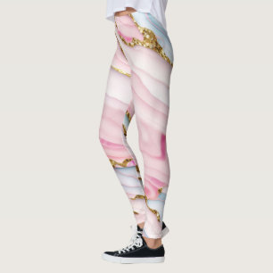 Leggings Agate Marble tendance Blue Pink Gold Collection