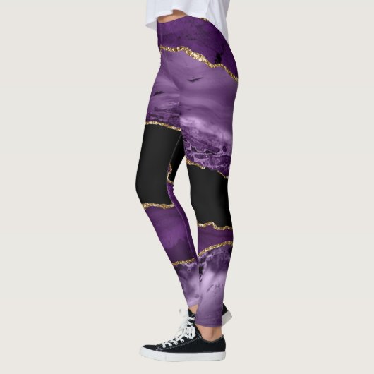 Leggings Agate marbré violet et noir et Parties scintillant (Gauche)