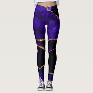 Leggings Agate scintillant or et violet de luxe