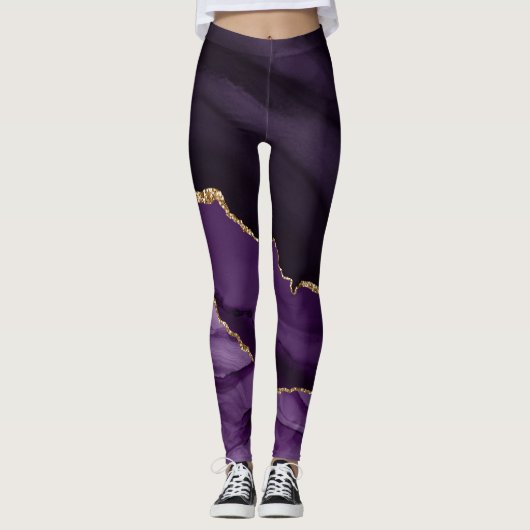 Leggings Agate violet et or (Devant)