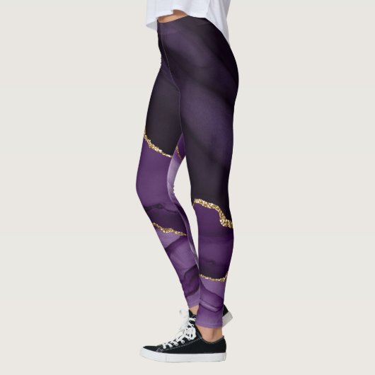 Leggings Agate violet et or (Gauche)