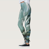 Leggings Agave Plante Succulent Bleu Cactus Botanique Déser (Gauche)