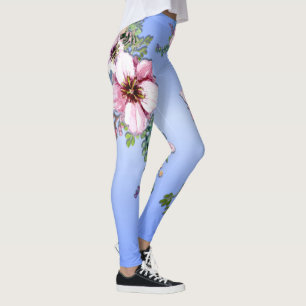 Leggings Agencement des fleurs bleues
