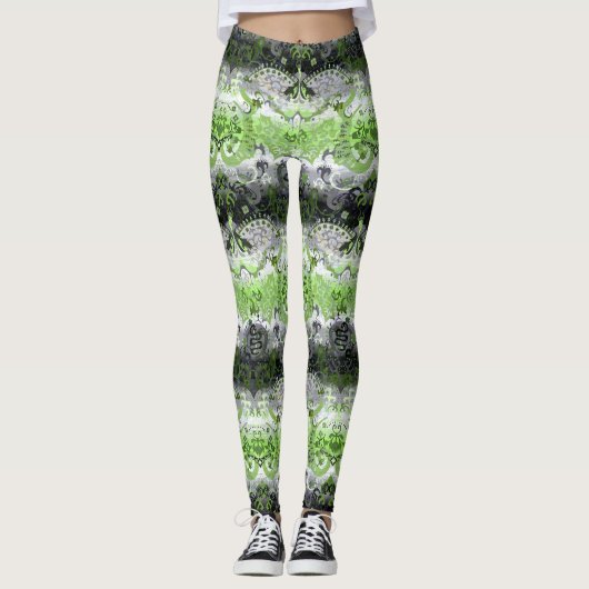 Leggings Agender Dragon Damask - Agender Pride couleurs dra (Devant)