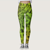 Leggings Agrandir le cubisme vert (Devant)