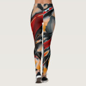 Leggings Agrandissement de peinture numérique orange noir h (Dos)