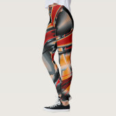 Leggings Agrandissement de peinture numérique orange noir h (Gauche)