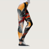 Leggings Agrandissement de peinture numérique orange noir h (Droite)