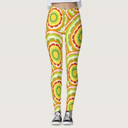 Leggings Agrumes TROPICALES FRUITS D'ÉTÉ Citron orange tran (Devant)