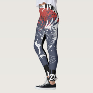 Leggings Aigle Américain Patriotique Rouge & Bleu