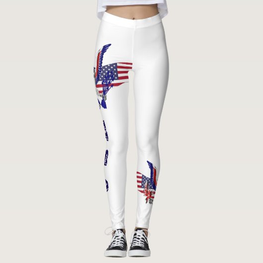 Leggings Aigle, drapeau et bouclier américains patriotiques (Devant)