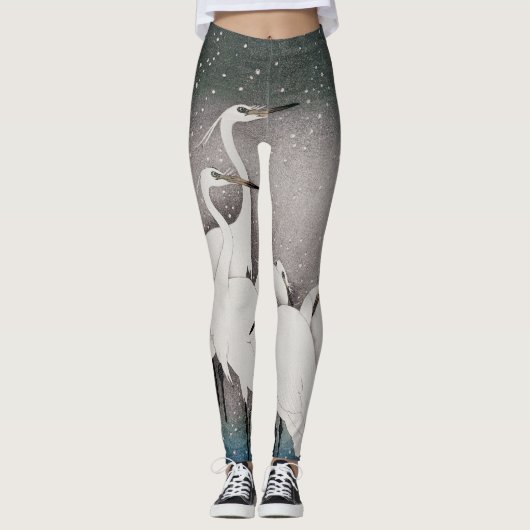 Leggings Aigrettes japonaises Grues Koson Neige d'hiver (Devant)
