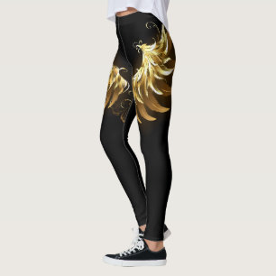 Leggings Ailes d'Ange d'or sur arrière - plan noir