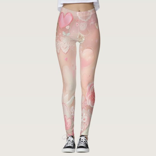 Leggings Ailes de papier et roses (Devant)