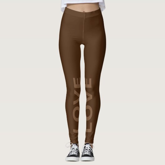 Leggings Aimer le texte Brown monochrome classique (Devant)